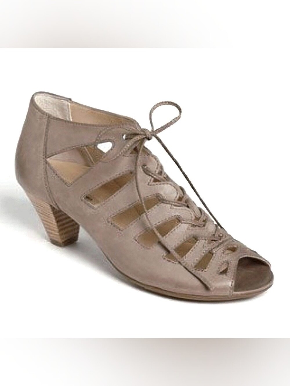 Paul Green Prague Lace-Up Sandals Cut-Out Leather Booties